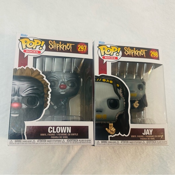 Lot of 2 Funko Pop! Rocks Slipknot Clown #297 & Jay #298 NEW Collectibles Music - Picture 3 of 5